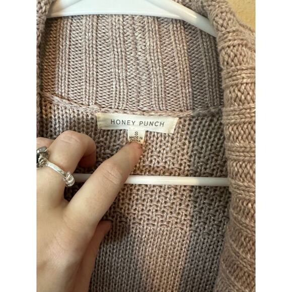 Honey Punch Knit Cardigan Small Open Front Sweater Neutral Women - Picture 3 of 5